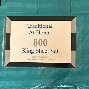 Traditional at home king 6 pc sheet set Pistachio Green embossed striped